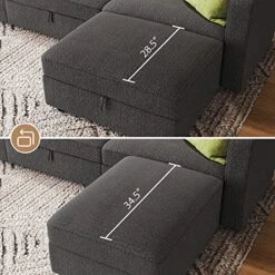 HONBAY Oversized Modular Sectional Sofa With Storage Seat Reversible L Shaped Modular Sectional Sofa With Deep Seat & Wide Chaise, Dark Grey -Amazon Store 61ejEOFoaZL