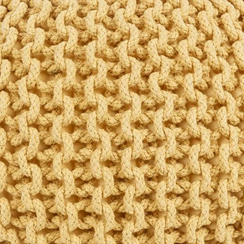 Artistic Weavers McIntosh Cotton Knitted Round Pouf 14"H X 20"W X 20"D,Saffron 6 Artistic Weavers McIntosh Cotton Knitted Round Pouf 14"H X 20"W X 20"D,Saffron - Image 4