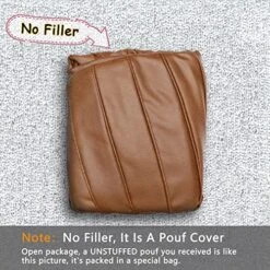 Thgonwid Handmade Foot Stool Ottoman Faux Suede Poufs 21.6" X 13" - Round Storage Floor Cushion Footstool For Living Room, Bedroom And Wedding, Unstuffed, Brown