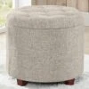Ornavo Home Donovan Tufted Round Storage Ottoman With Removable Lid For Living Room And Bedroom - Beige Linen -Amazon Store 61kXorCGRKL