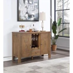 Acme Furniture Wood Server With 2 Doors And A Drawer, Rustic Brown And Oak -Amazon Store 61l6qzaxP6L