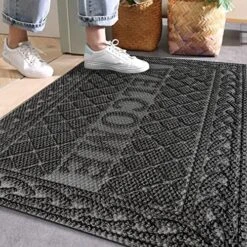 Mibao Welcome Front Door Mat, Outdoor Mats For Patio Waterproof Quick Dry, Doormat Indoor Outdoor Entrance, Heavy Duty Easy Clean Non Slip Rubber Mats, 24X36 Inches, Black -Amazon Store 61lCJ yYNtL. AC