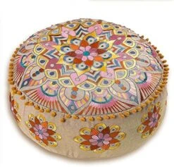 Mandala Life ART Blue Pouf Ottoman Cover -24x8 Inches - Moroccan Décor Pouffe Footstool For Kids Room Living Bedroom Bohemian Furniture -Amazon Store 61oGy0uajL. AC