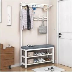 Coat Rack Freestanding With Storage Bench, Entryway 3 In 1 Hall Tree With Shoe Rack, Metal Storage Shelf With 4 Hooks For Entryway Home Office Bedroom, Easy Assembly -Amazon Store 61oOiILgxxL. AC 1