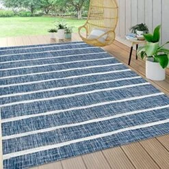 JONATHAN Y SMB125C-8 Colonia Berber Stripe Indoor Outdoor Area-Rug Bohemian Contemporary Easy-Cleaning Bedroom Kitchen Backyard Patio Non Shedding, 8 X 10, Blue/Ivory -Amazon Store 61pVxfGkeXS. AC