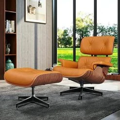 GENERIC Mid Century Lounge Chair With Ottoman, Genuine Leather Classic Modern Chair With 8-Layer Palisander Wood And Aluminum Base For Living Room Office Study Lounge (Palisander And White, Standard Size) 29 GENERIC Mid Century Lounge Chair With Ottoman, Genuine Leather Classic Modern Chair With 8-Layer Palisander Wood And Aluminum Base For Living Room Office Study Lounge (Palisander And White, Standard Size) -Amazon Store 61q1V7eBuZL. AC
