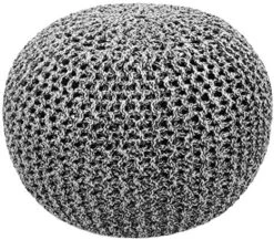 COTTON CRAFT - Hand Knitted Cable Style Dori Pouf - Ivory - Floor Ottoman - Cotton Braid Cord - Handmade & Hand Stitched - Truly One Of A Kind Seating - 20 Dia X 14 High -Amazon Store 61qIdiqJQ5L. AC