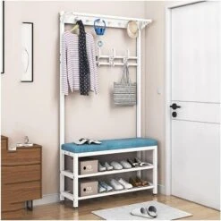 Coat Rack Freestanding With Storage Bench, Entryway 3 In 1 Hall Tree With Shoe Rack, Metal Storage Shelf With 4 Hooks For Entryway Home Office Bedroom, Easy Assembly -Amazon Store 61sYZL OOtL. AC 1