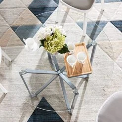 WISOICE Dining Table Set For 4, Round Glass Kitchen Table And Chairs, Modern 5 Piece Dining Room Dinner Table With High Back PU Leather Metal Frames Chairs -Amazon Store 61vfgaF9IzL