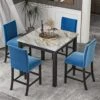 MOEO 5 Piece Counter Height Kitchen Dining Table Set, Include 1 Faux Marble Tabletop And 4 Upholstered Seat Chairs For Breakfast Nook, Bar, Living Room, Blue 2 MOEO 5 Piece Counter Height Kitchen Dining Table Set, Include 1 Faux Marble Tabletop And 4 Upholstered Seat Chairs For Breakfast Nook, Bar, Living Room, Blue -Amazon Store 61wkBji0fhL