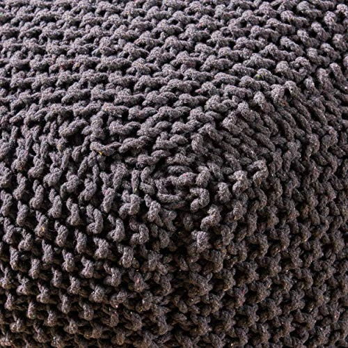 Christopher Knight Home Joyce Knitted Cotton Square Pouf, Dark Grey 7 Christopher Knight Home Joyce Knitted Cotton Square Pouf, Dark Grey - Image 5