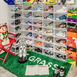 GOTO 2 Packs Of Shoe Storage Boxes, Clear Plastic Side Opening Sneaker Box, Stackable Shoe Organizer, Multi-Function Storage Box, Sneaker Display Case Fit Up To US Male Size 13 (WHITE) -Amazon Store 61zsQKDhmmL